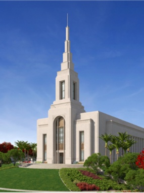 Rendering of the Auckland, New Zealand temple currently under construction.