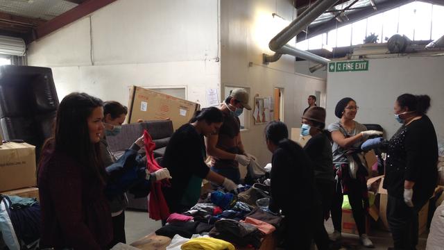 YSA Auckland City Mission Sorting Clothes Sep 2014