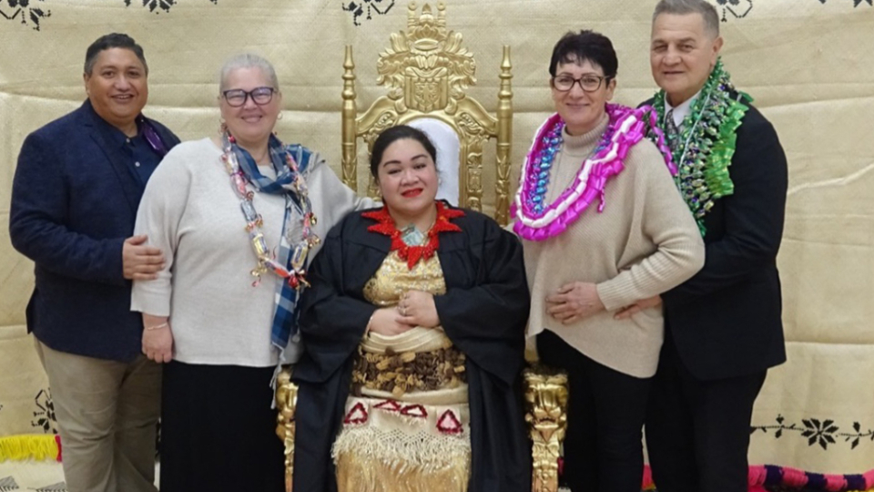 Latu-Kata-(center)-at-her-BYU-Pathway-Worldwide-ceremony-with-the-Kaka-and-Armstrong-families-who-supported-her-through-the-program.-New-Zealand,-September-2021