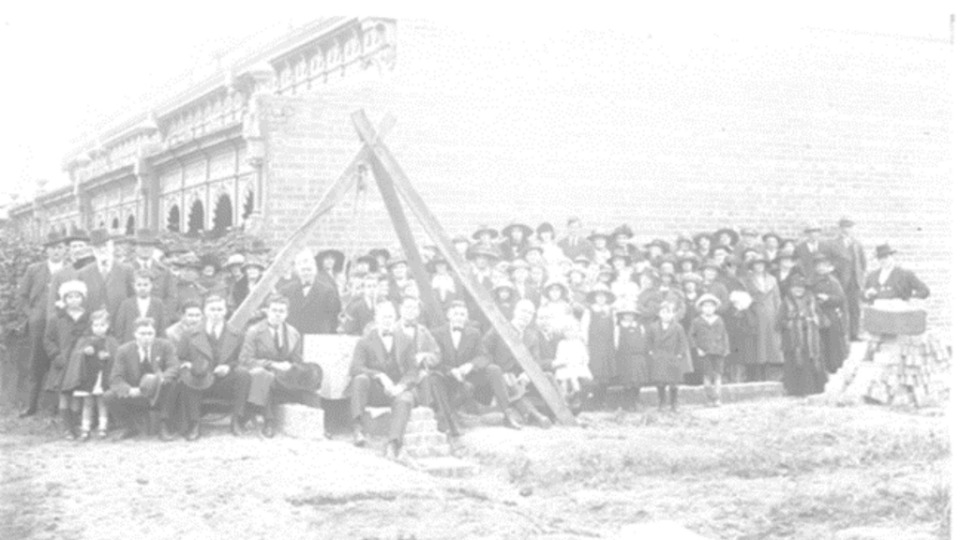 Laying the foundation stone for the East Melbourne Chapel, 13 May 1922.