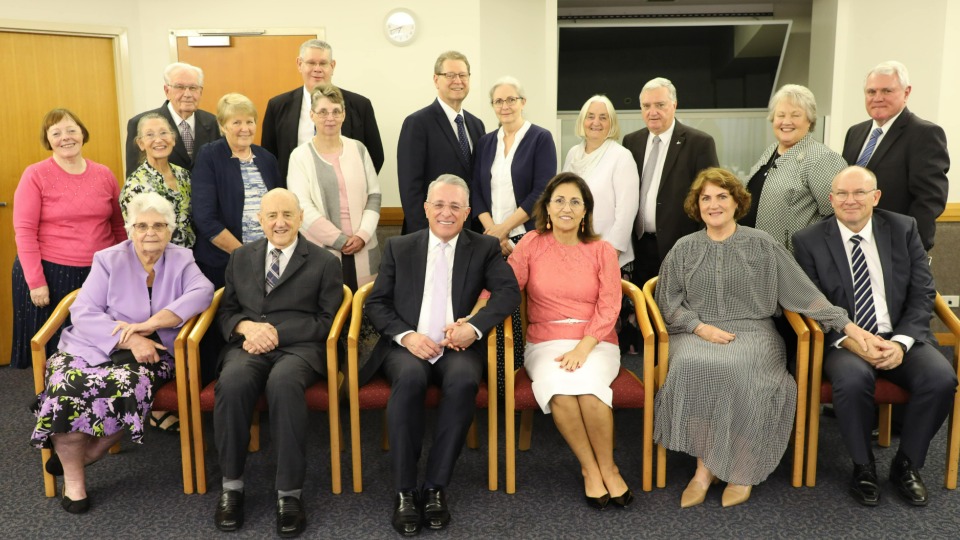 Elder and Sister Soares met with a group of pioneer Latter-day Saint members of The Church of Jesus Christ of Latter-day Saints in Brisbane, Australia on 26 May 2022.