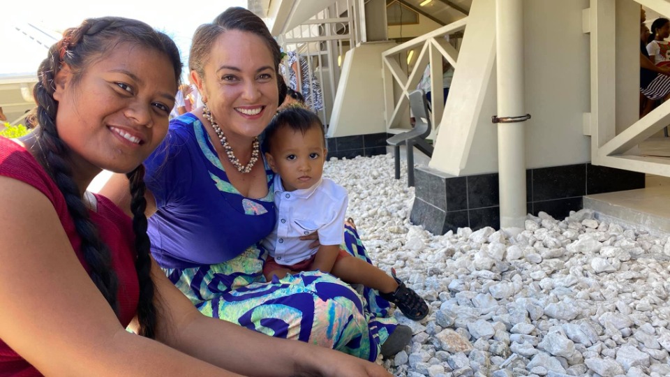 Karamaniti Maereia I Tekaa and Ruth Cross and her son, attend Kiribati Tarawa East Stake Conference