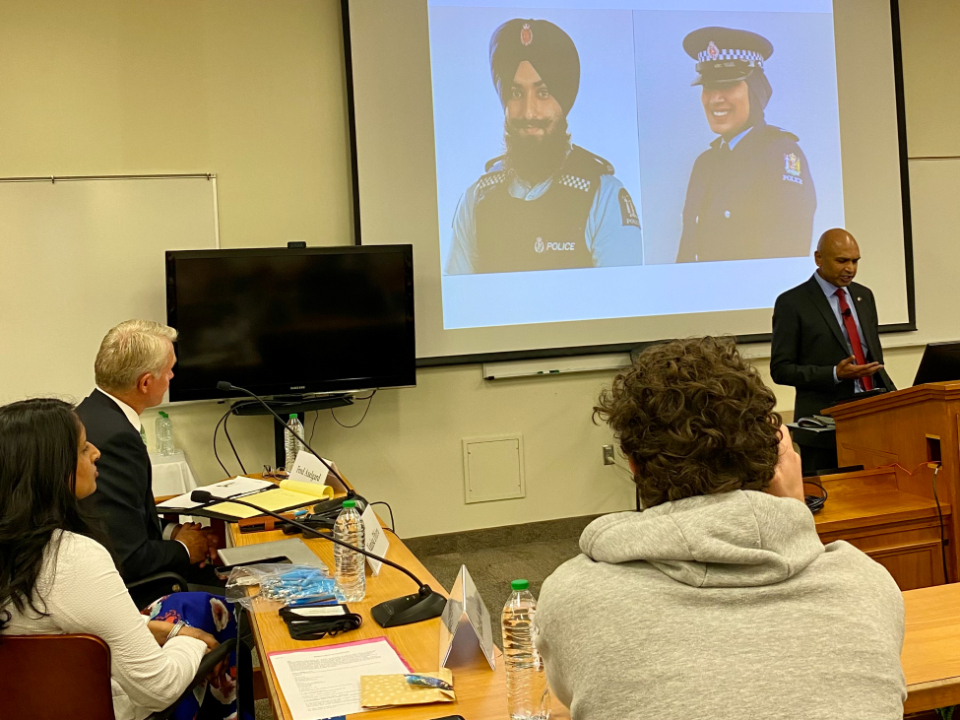 Rakesh-Naidoo,-Superintendent-of-New-Zealand-Police,-presents-in-the-New-Zealand-session-of-the-29th-Annual-International-Law-and-Religion-Symposium-on-Tuesday,-3-October-2022.