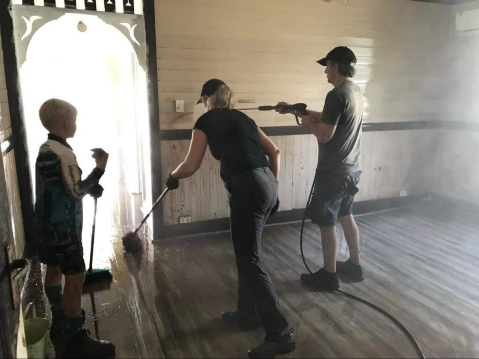 Volunteers help clean up in Lismore, Australia after major floods. March 2022.